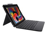 Logitech Slim Combo - Clavier et étui - rétroéclairé - Bluetooth - français - noir clavier, noir étui - pour Apple 9.7-inch iPad (5ème génération, 6ème génération) 920-009042